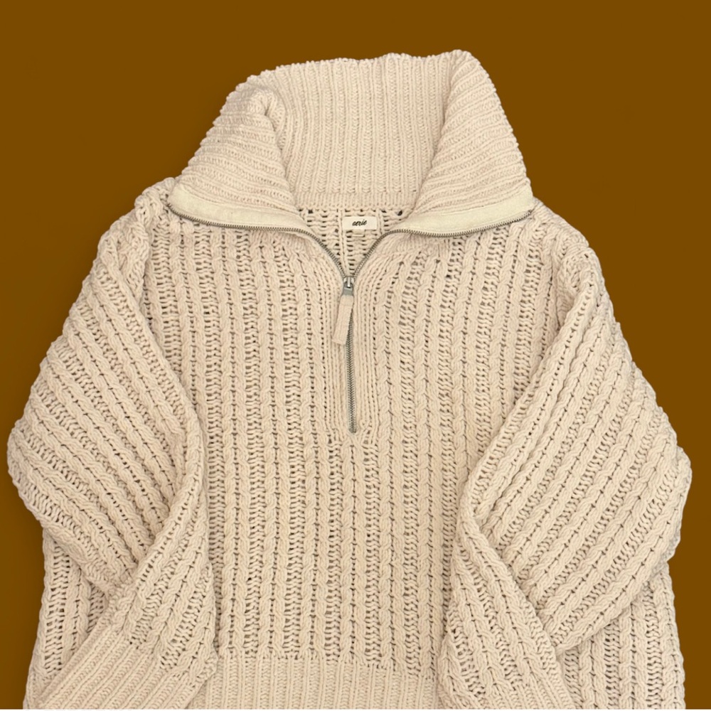 Aerie Cream Textured Knit Sweater